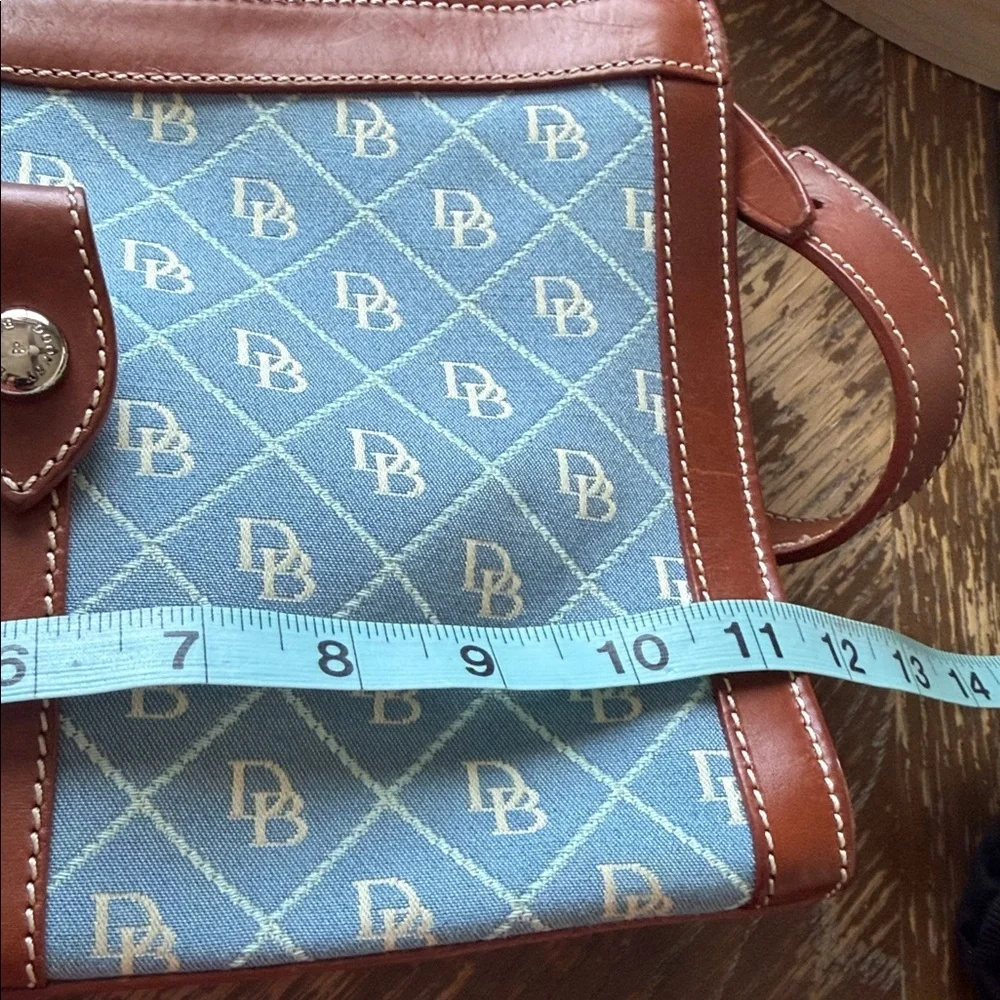 DOONEY & BOURKE signature Crescent Hobo Bag blue canvas with brown leather trim